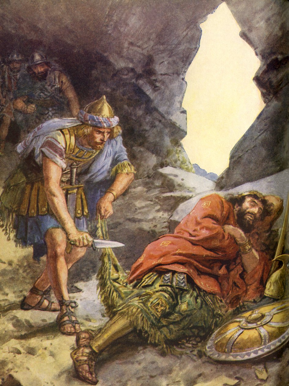 Dawid oszczędza życie Saula autorstwa Charles Edmund Brock