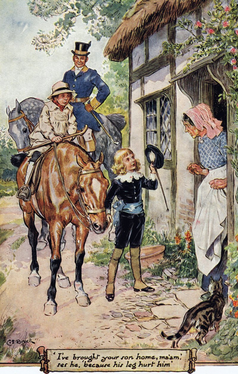 „Przywiozłem pani syna do domu”, 1936 autorstwa Charles Edmund Brock
