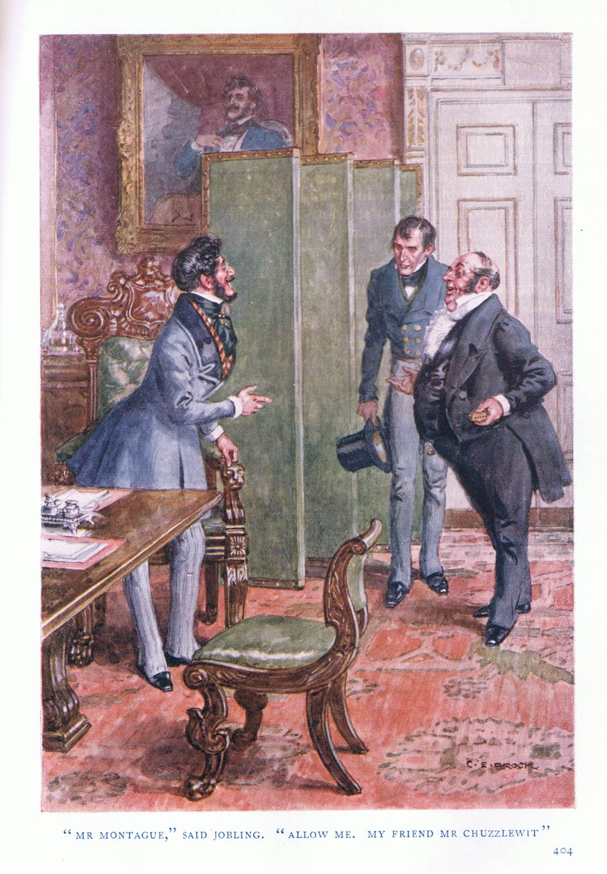 Panie Montague, powiedział Jobling. Pozwolę sobie, mój przyjacielu panie Chuzzlewit. autorstwa Charles Edmund Brock