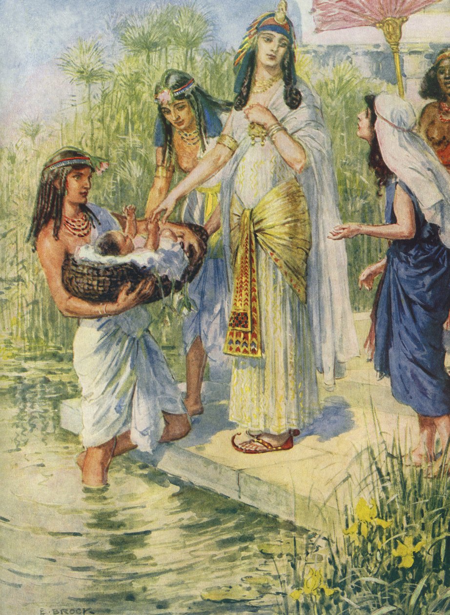 Córka faraona odnajduje małego Mojżesza autorstwa Charles Edmund Brock