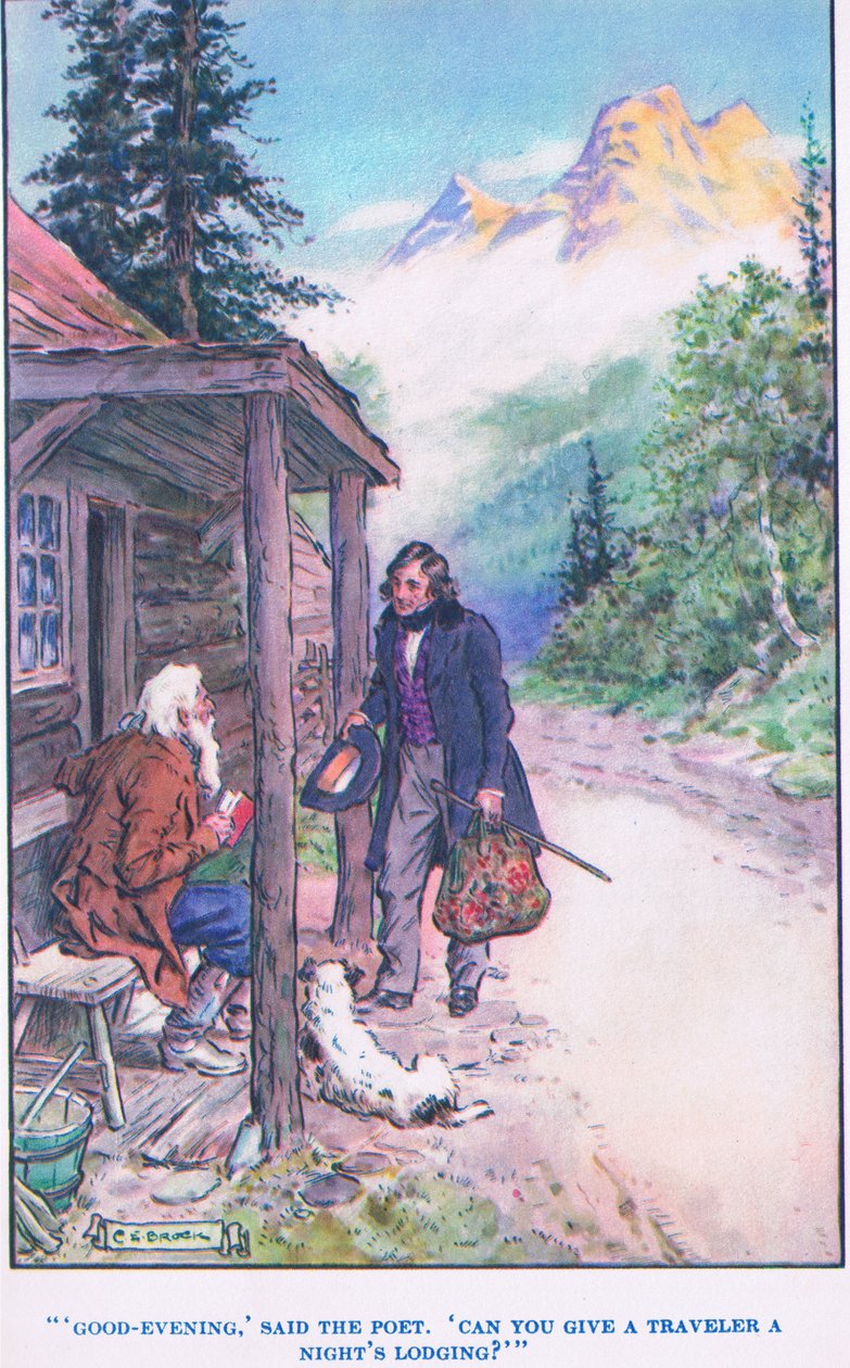 Wielka kamienna twarz, ilustracja z „Modern Stories” autorstwa Charles Edmund Brock