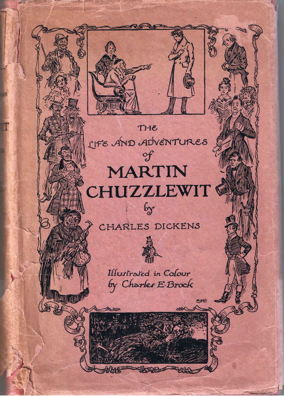 Życie i przygody Martina Chuzzlewita autorstwa Charlesa Dickensa, okładka przednia autorstwa Charles Edmund Brock