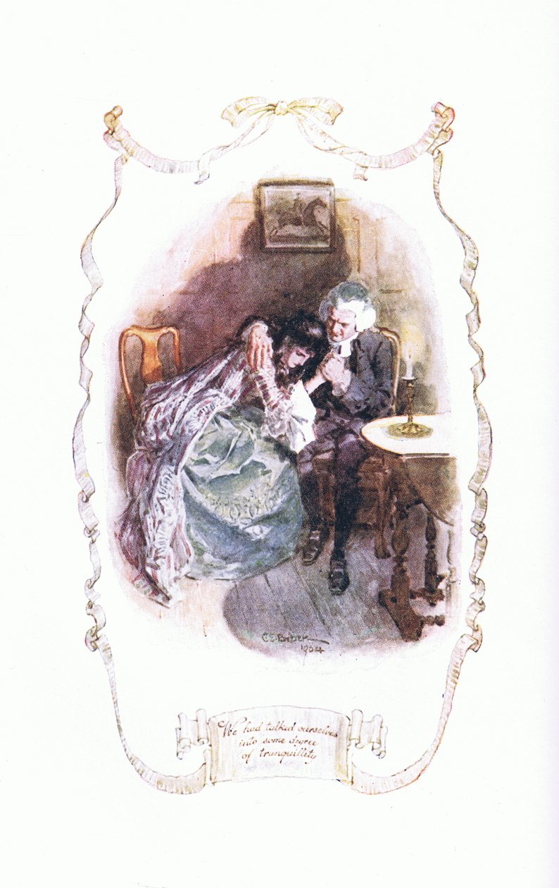 Przekonaliśmy się do pewnego stopnia spokoju, z The Vicar of Wakefield opublikowanego przez JM Dent & Son Ltd, lata 20. autorstwa Charles Edmund Brock