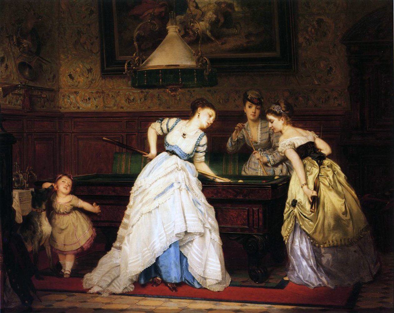 Kobiety grające w bilard, 1869 autorstwa Charles Edouard Boutibonne