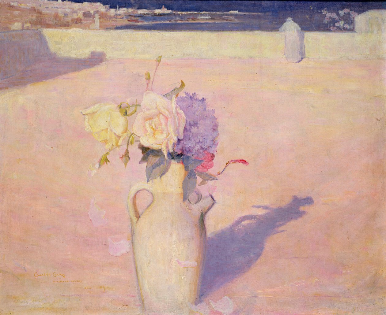 Kwiaty w wazonie na tle Mustafy, Algier, 1891 autorstwa Charles Edward Conder