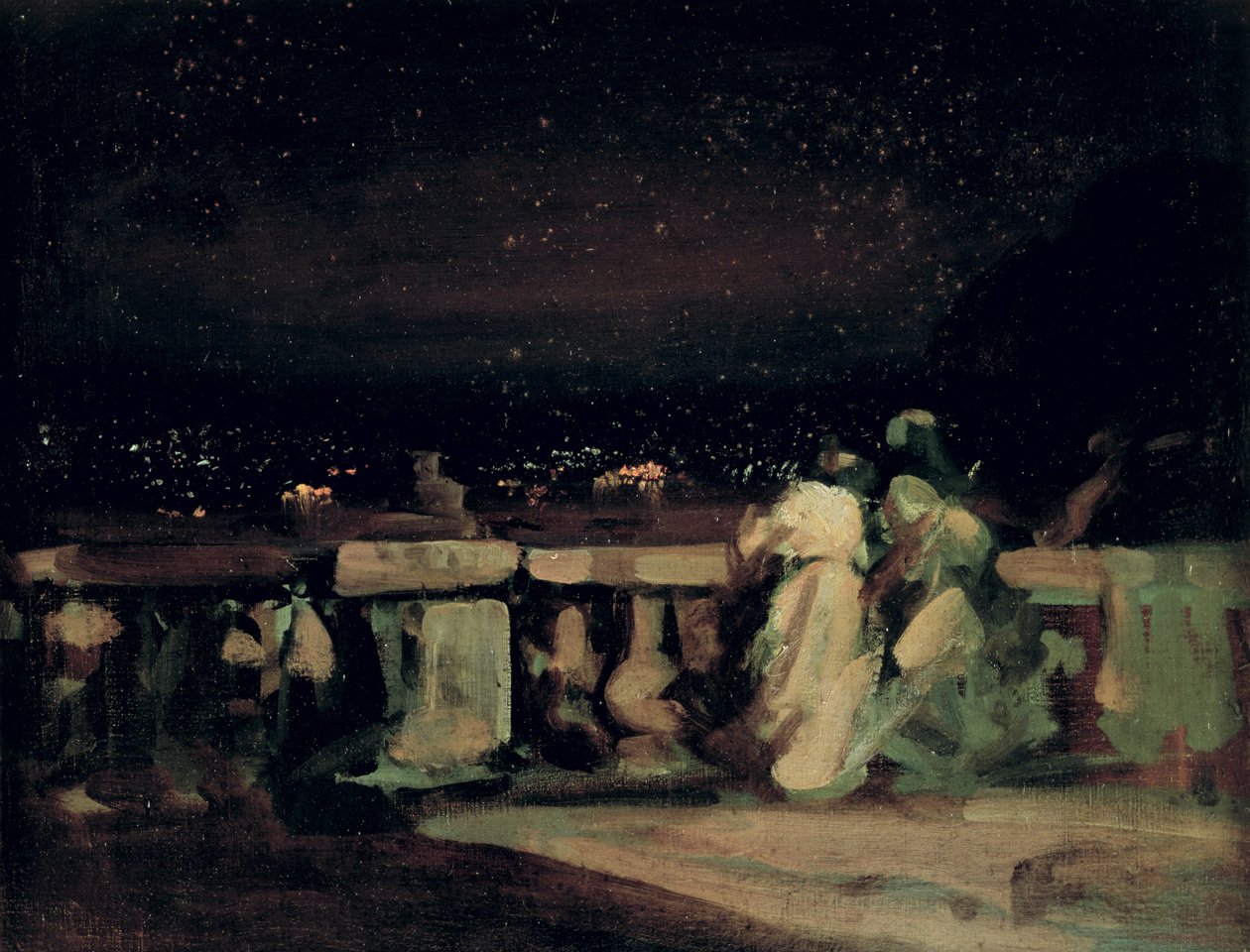 Oglądanie fajerwerków, Św. Chmura (na tarasie) ok. 1893 r. autorstwa Charles Edward Conder