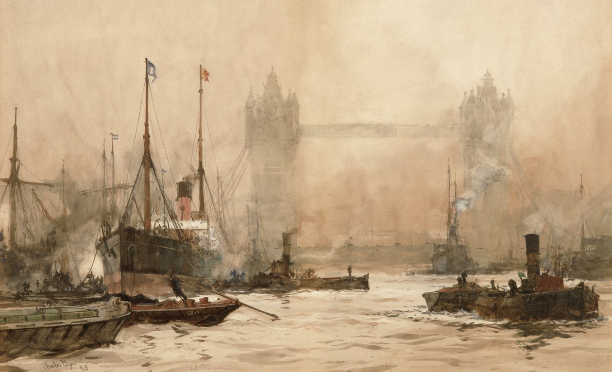 Tower Bridge z mola Cherry Garden, ok. 1900 autorstwa Charles Edward Dixon