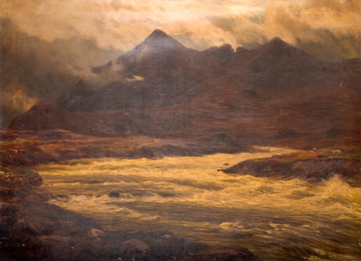 Góra i powódź, Snir-Na Gillan, Skye, 1876 autorstwa Charles Edward Johnson