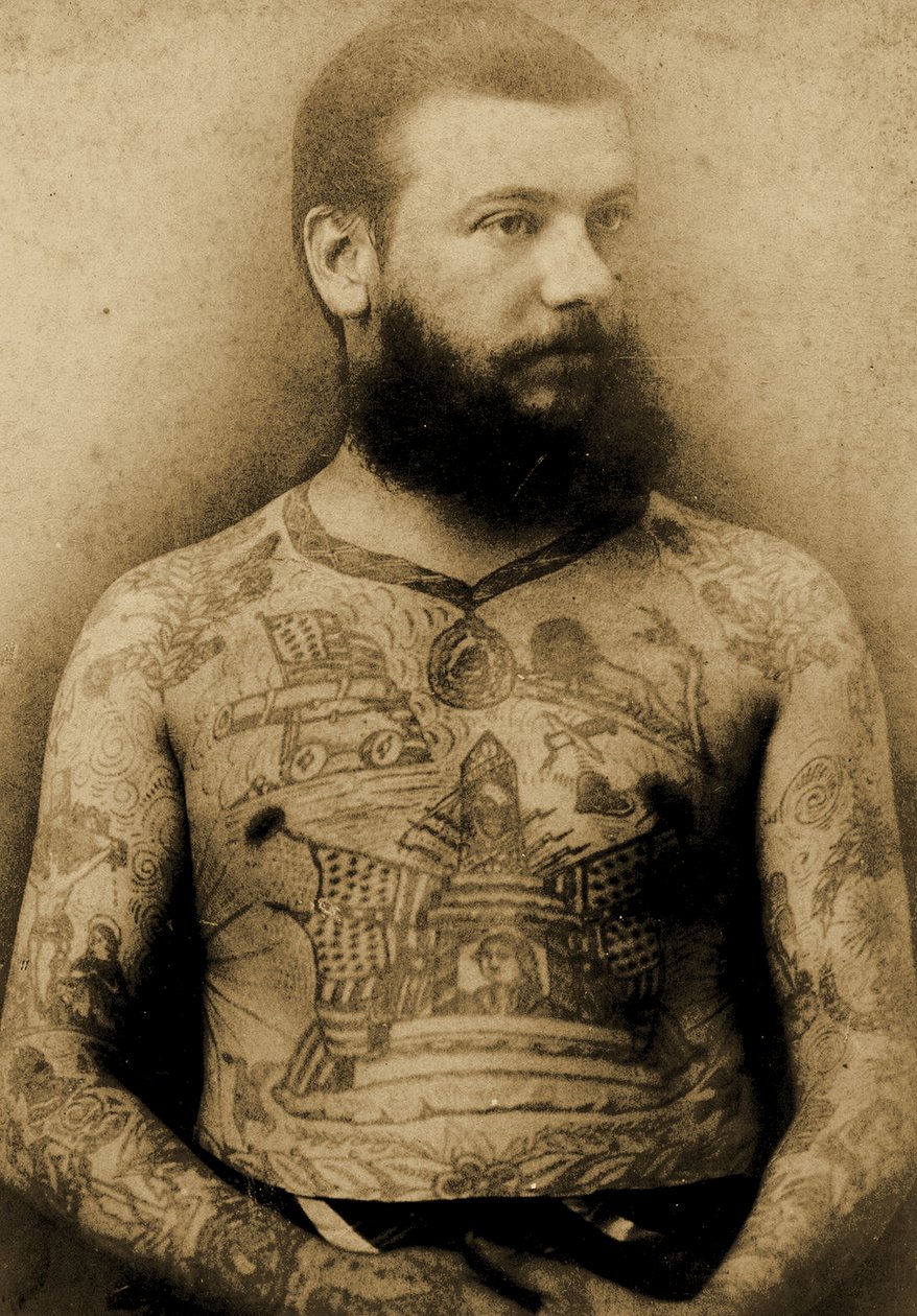 Portret wytatuowanego mężczyzny, ok. 1900 autorstwa Charles Eisenmann