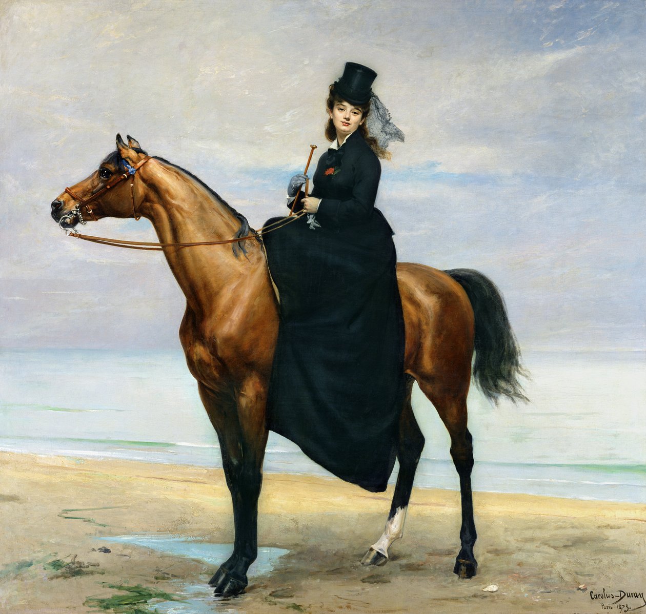 Portret jeździecki Mademoiselle Croizette, 1873 autorstwa Charles Emile Auguste Carolus Duran