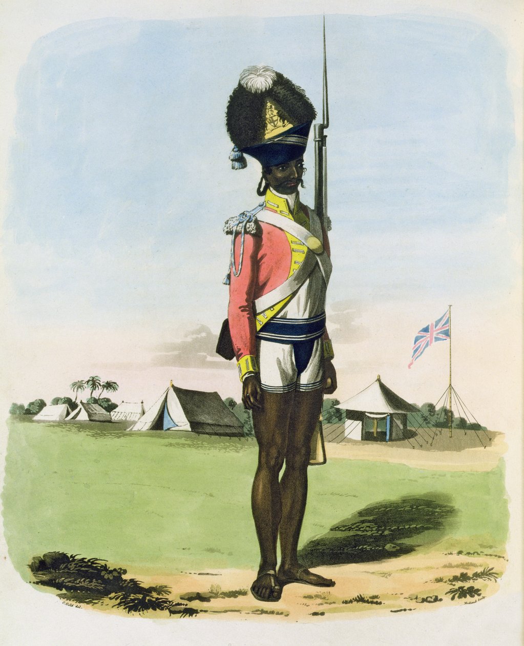 Naigue batalionu Bombay, tablica 28 z „Rysunków orientalnych”, ryt. Thomas Medland (1755-1823) wyd. 1806 (akwatinta) autorstwa Charles Emilius Gold