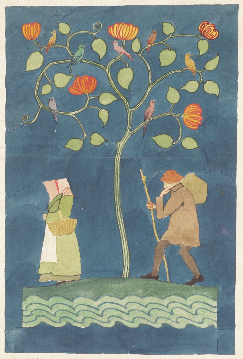 Chłopi i kwitnące drzewo autorstwa Charles Francis Annesley Voysey