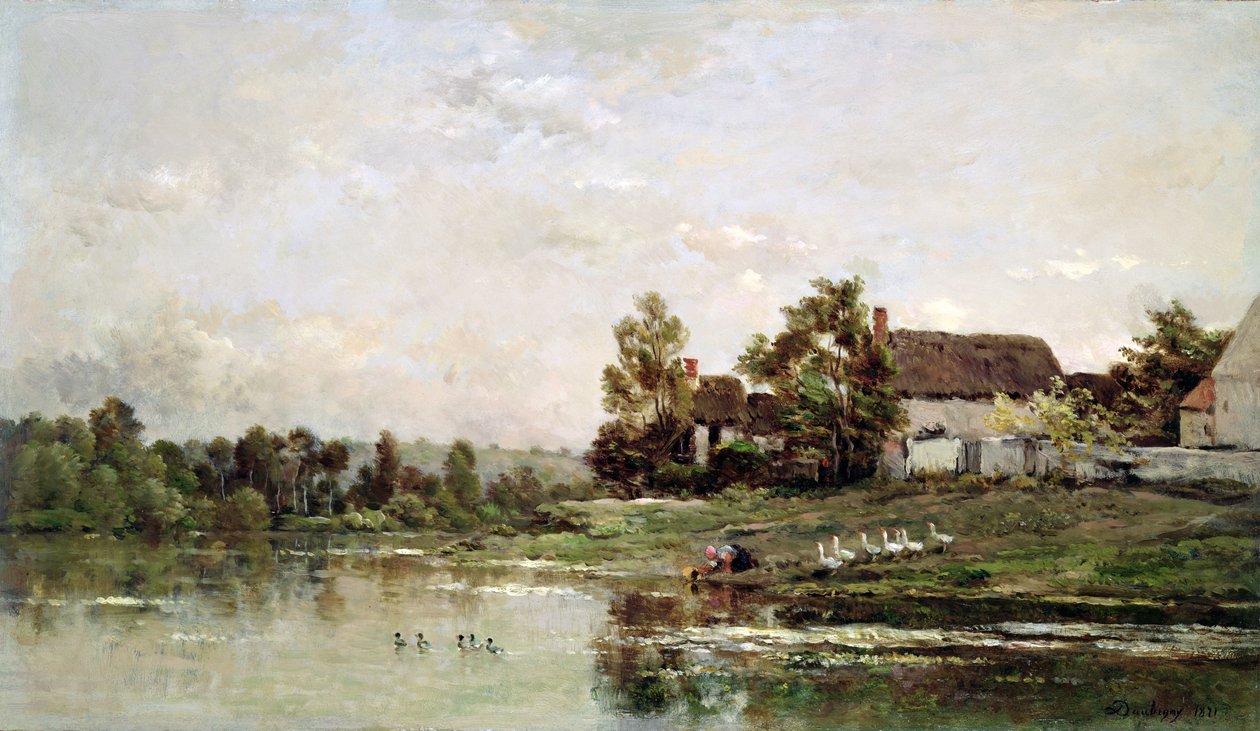 Brzegi Sekwany w Portejoie, 1871 autorstwa Charles Francois Daubigny