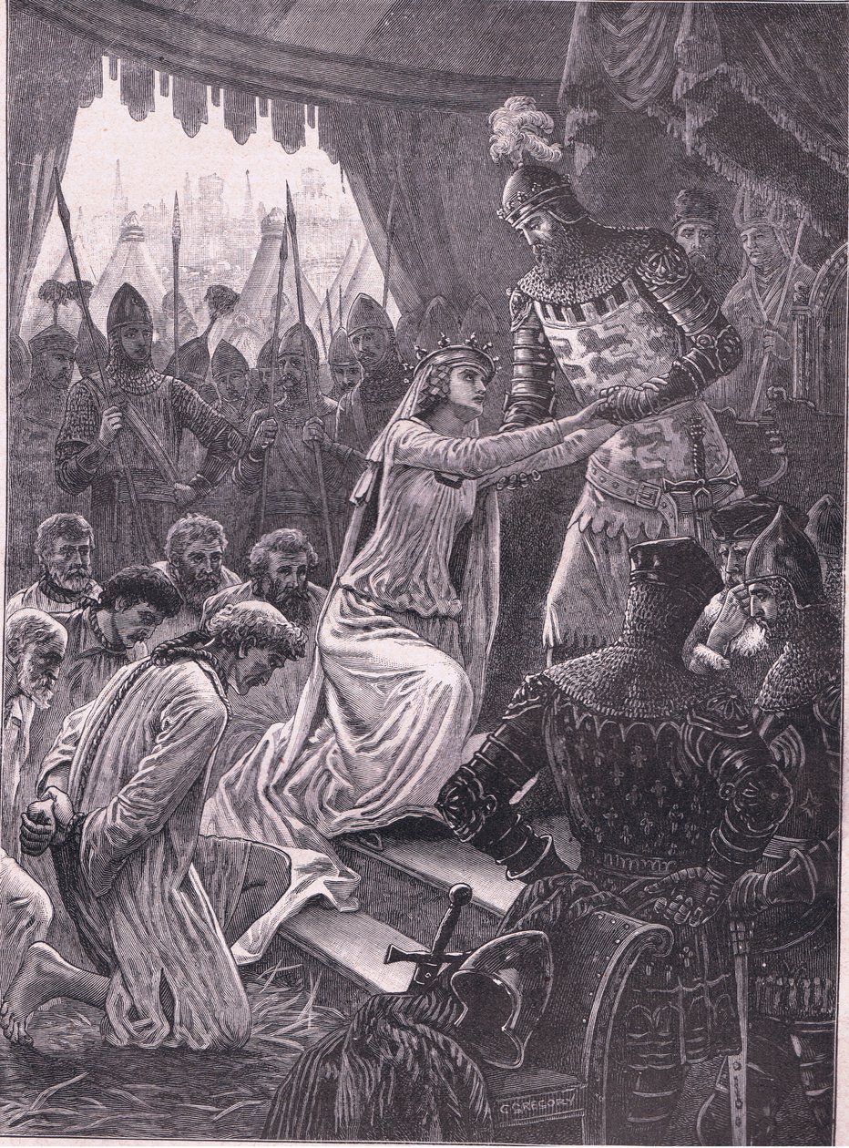 Królowa Filipa wstawia się za mieszczanami Calais AD 1347 autorstwa Charles Gregory