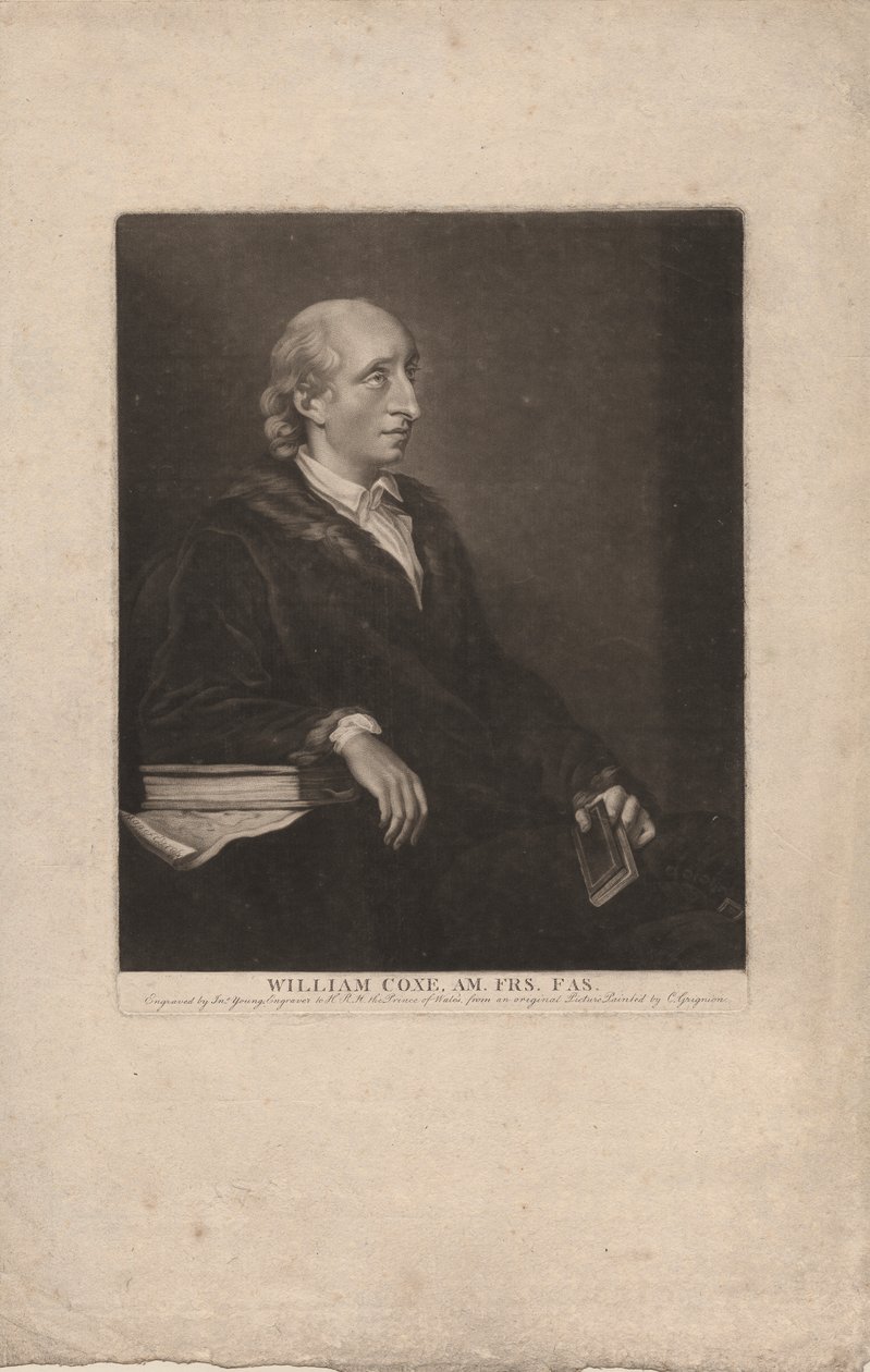 William Coxe, grawerowane przez Johna Younga (1755-1825), c.1785 (mezzotinta) autorstwa Charles Grignion