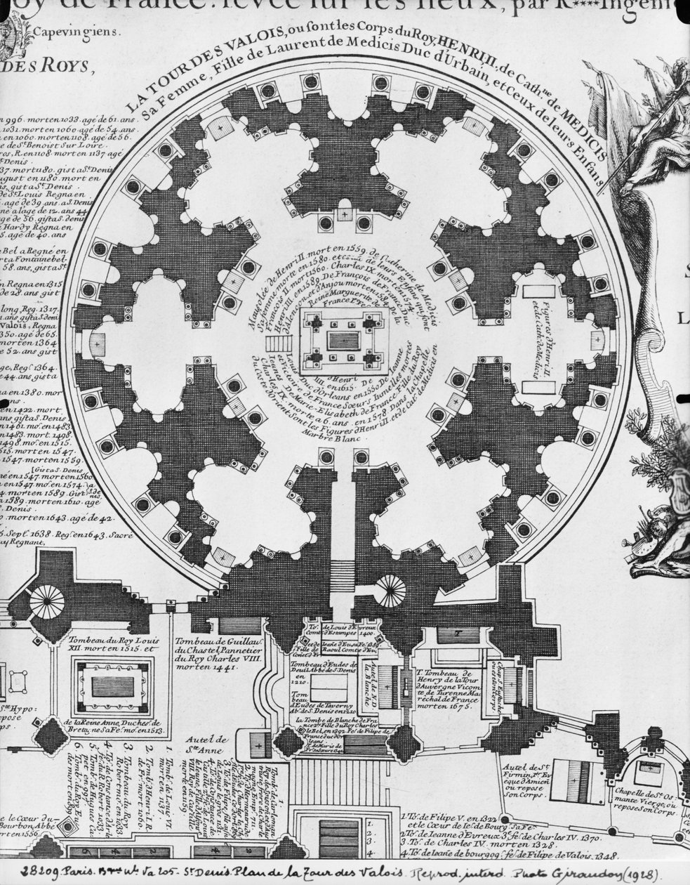 Bazylika Saint-Denis, plan wieży Valois, 1705 (zob. też 242815) autorstwa Charles Inselin