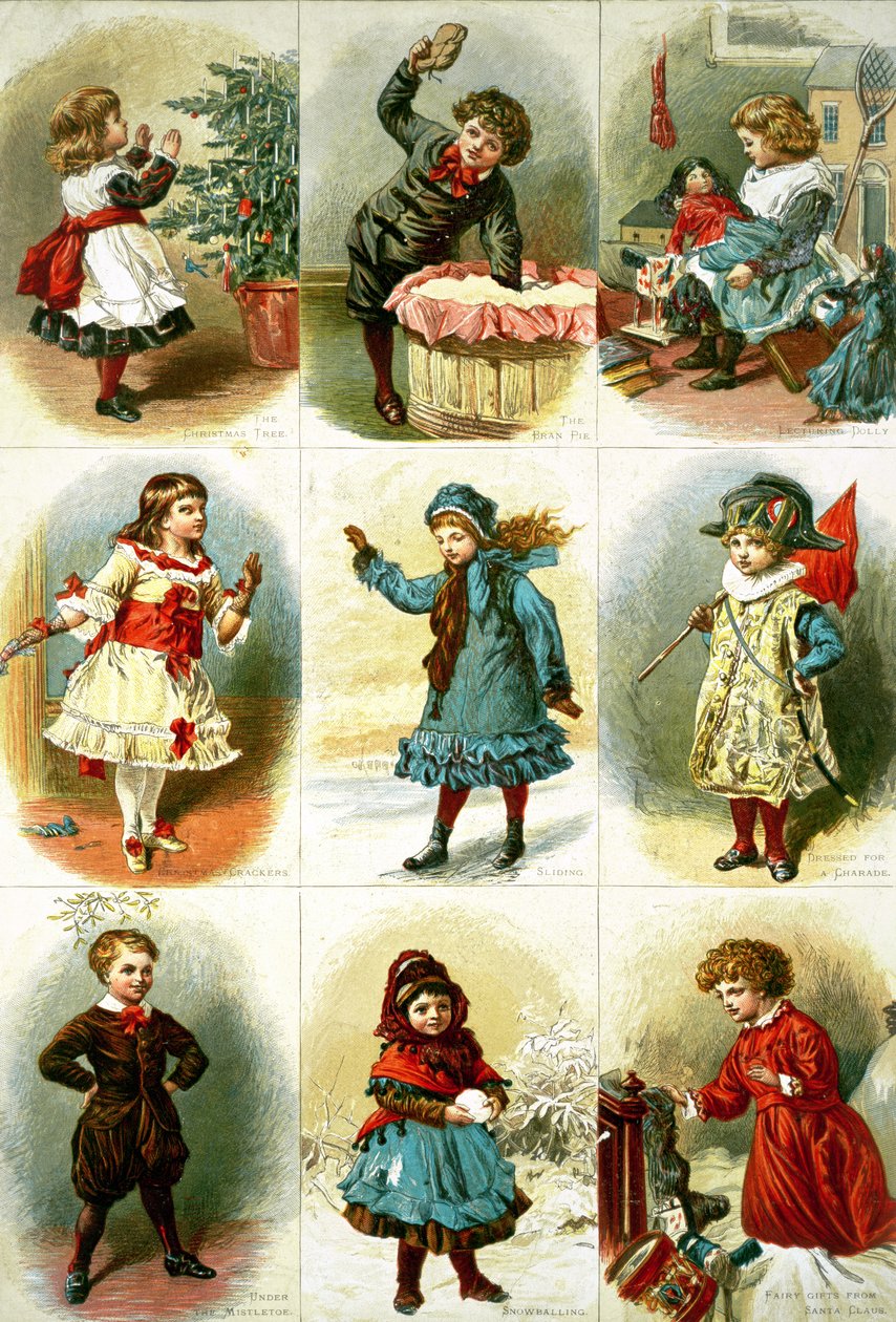 Kartki świąteczne przedstawiające różne zajęcia dla dzieci, pub. przez Leighton Bros., 1882 autorstwa Charles J. Staniland