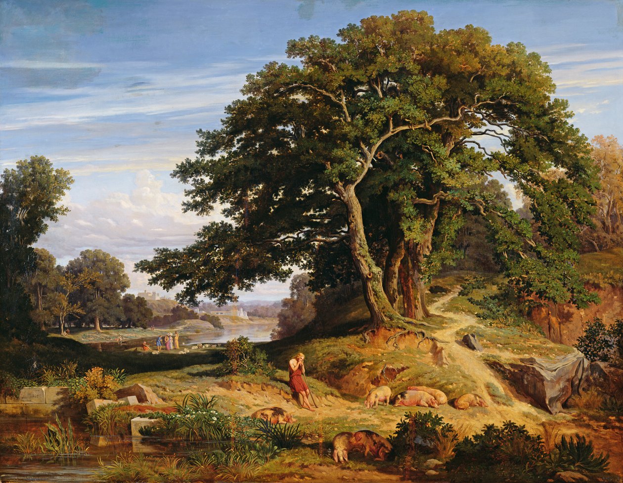 Syn marnotrawny pilnujący świń autorstwa Charles Joseph Lecointe