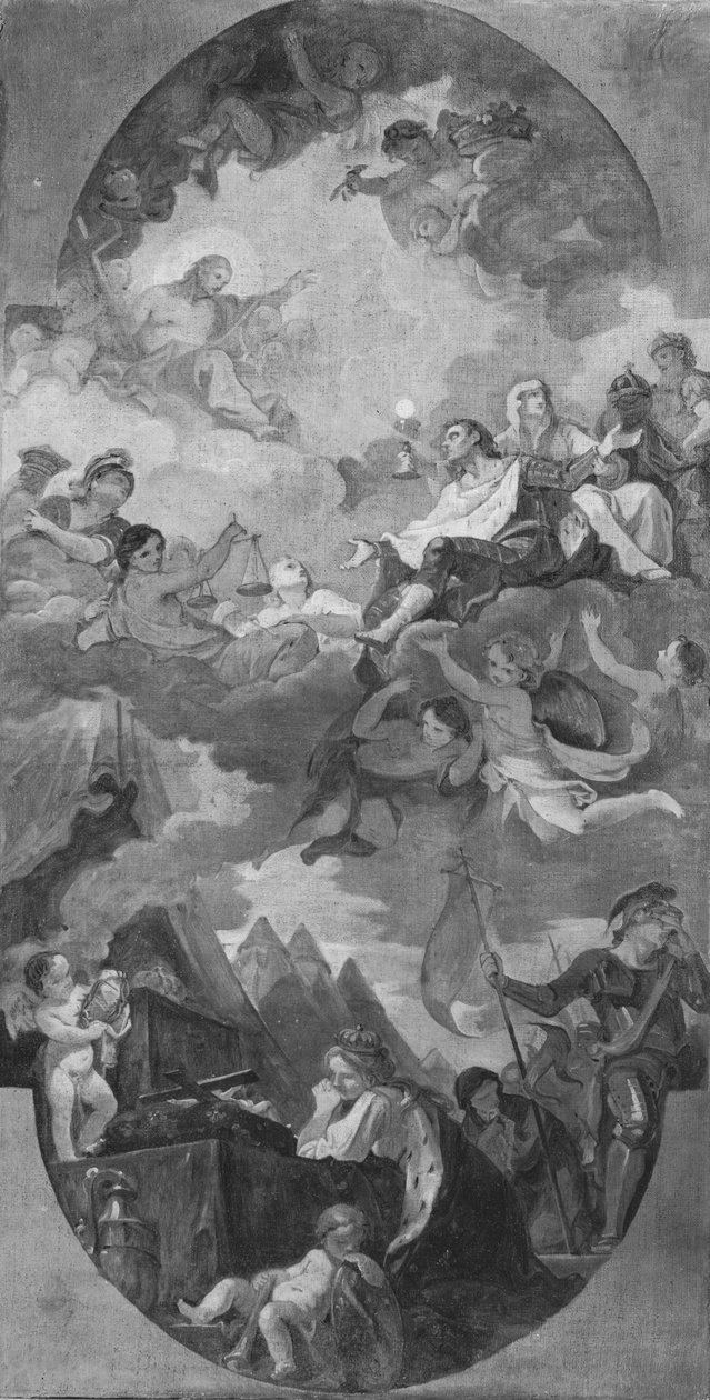Apoteoza św. Ludwika, szkic do sufitu kościoła San Luigi dei Francesi, Rzym, 1754-56 autorstwa Charles Joseph Natoire