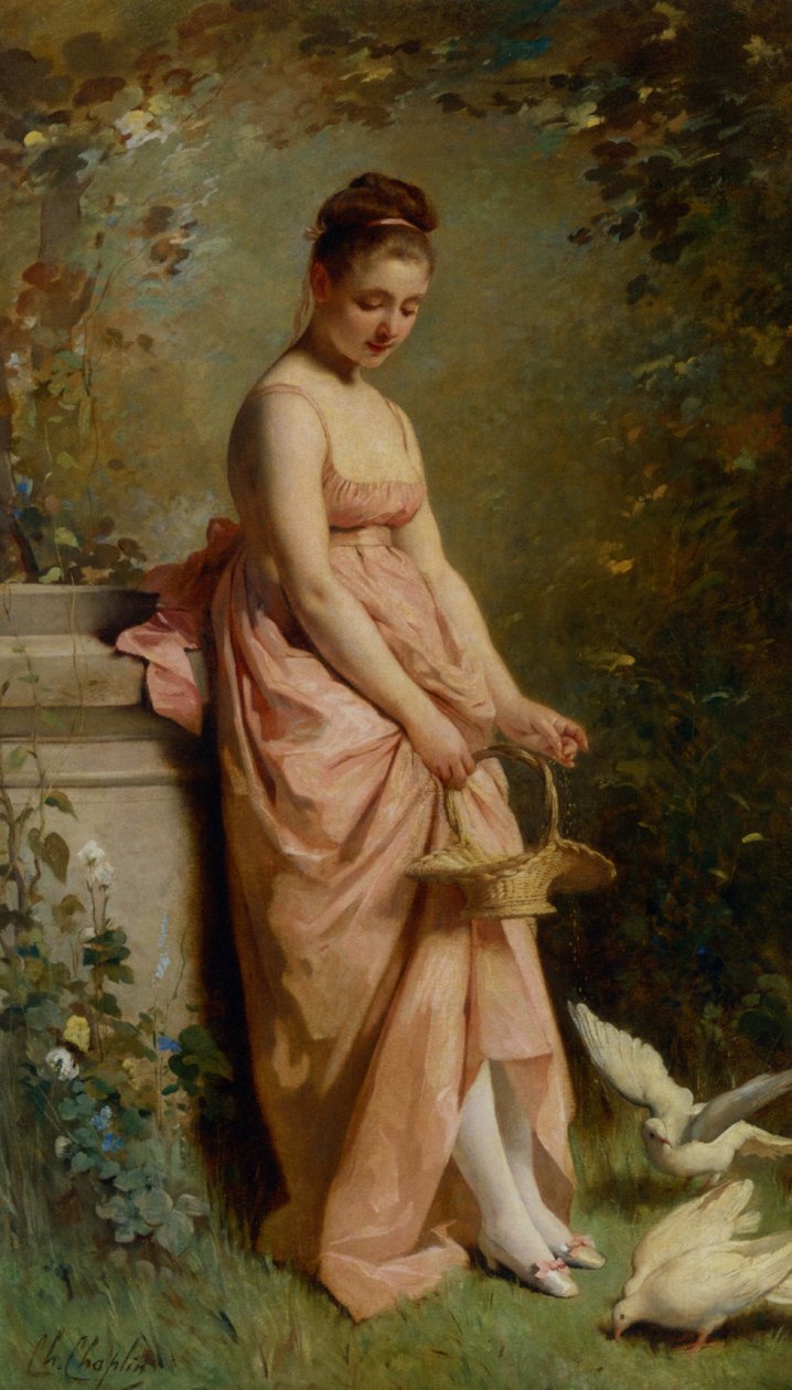 Karmienie gołębi autorstwa Charles Joshua Chaplin