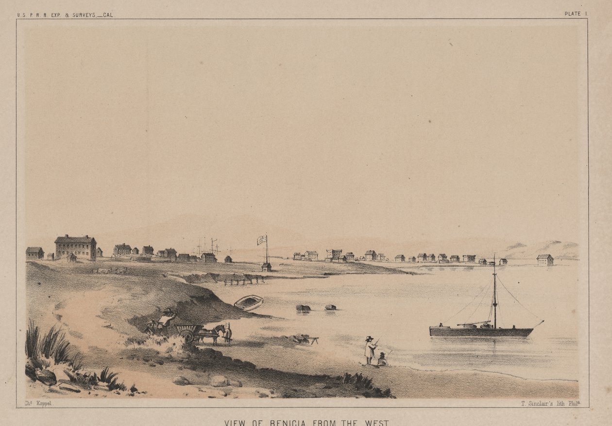 Widok na Benicję od strony zachodniej, 1856 r. autorstwa Charles Koppel