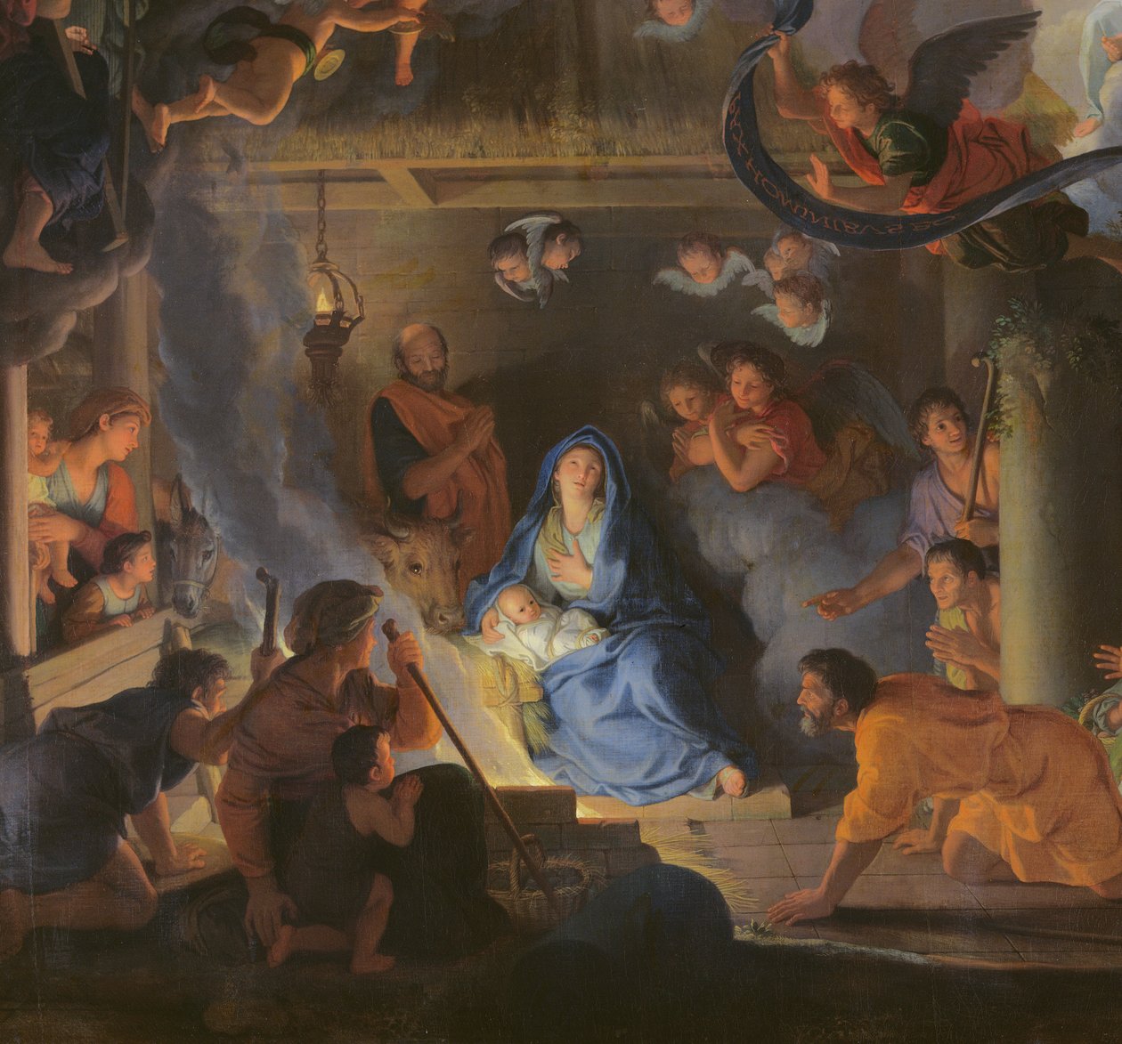 Adoracja pasterzy, 1689 olej na płótnie, detal z 70517 autorstwa Charles Le Brun