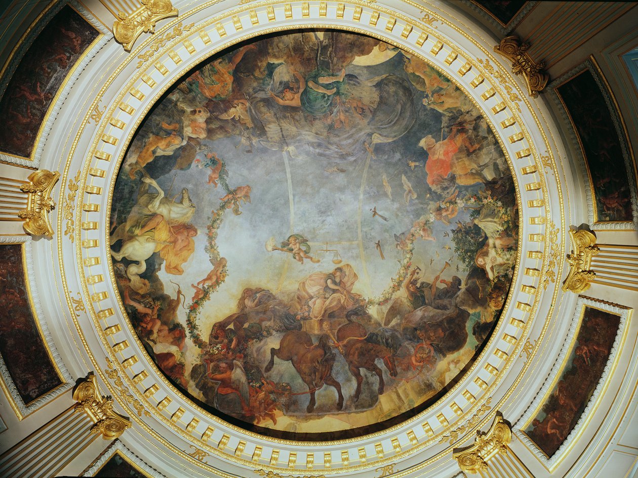 Sufit przedstawiający boginię Aurorę (olej na podłożu malarskim) autorstwa Charles Le Brun