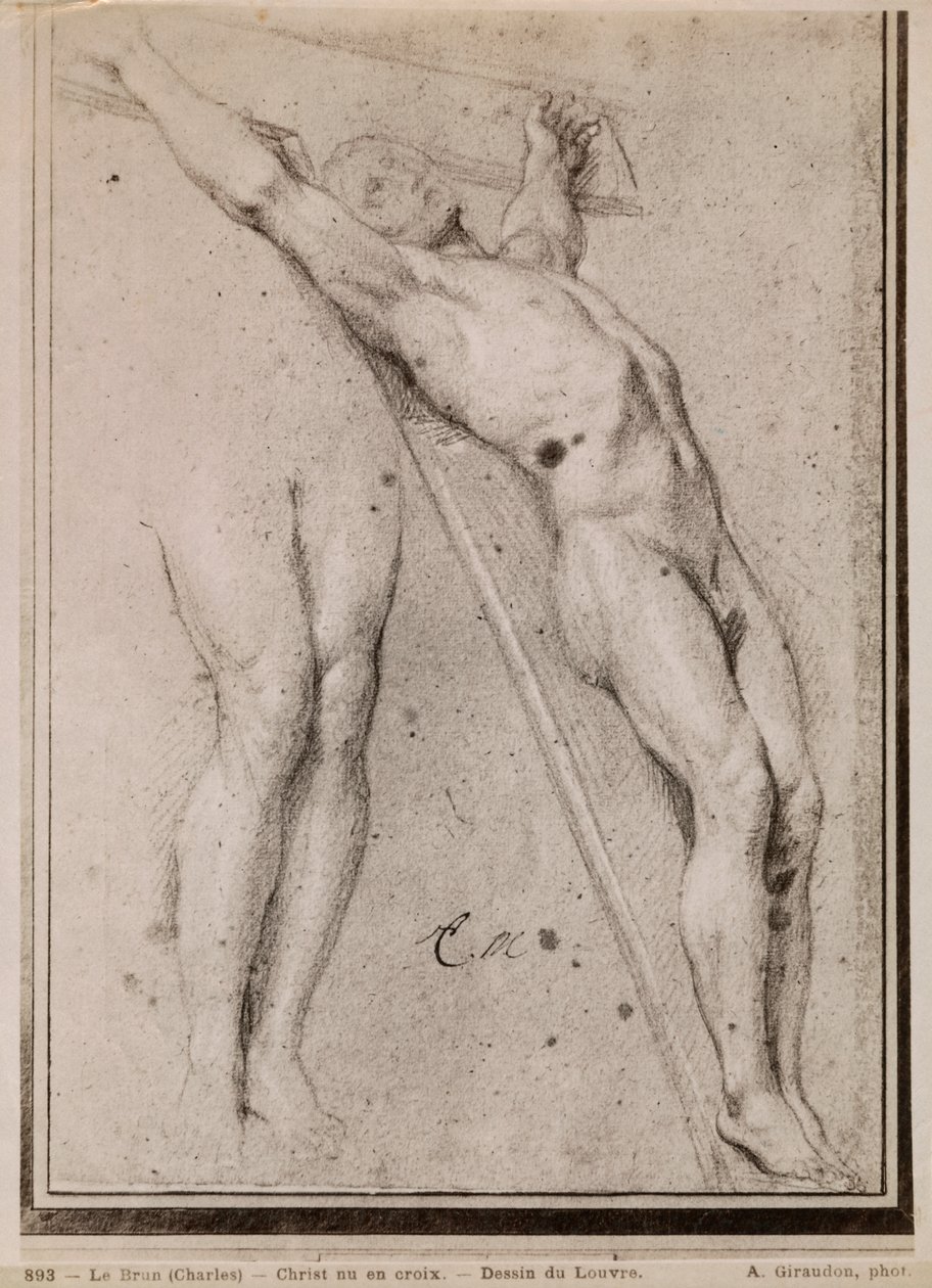 Chrystus na krzyżu, ok. 1685 (pierre noire i białe kredowe refleksy na beżowym papierze) autorstwa Charles Le Brun
