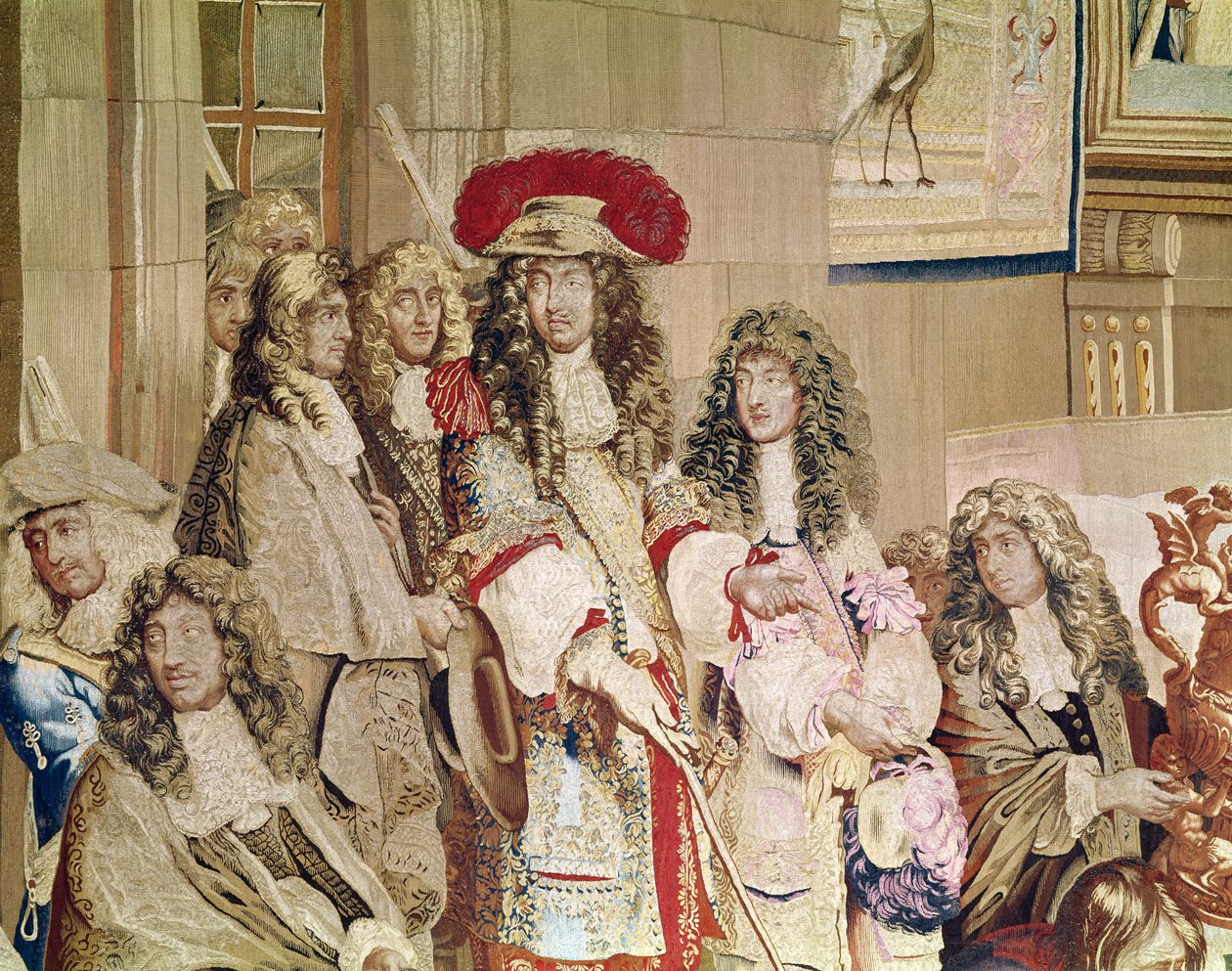 Ludwik XIV 1638-1715 zwiedzający fabrykę Gobelinów, 15 października 1667 detal gobelinu z 192118 autorstwa Charles Le Brun