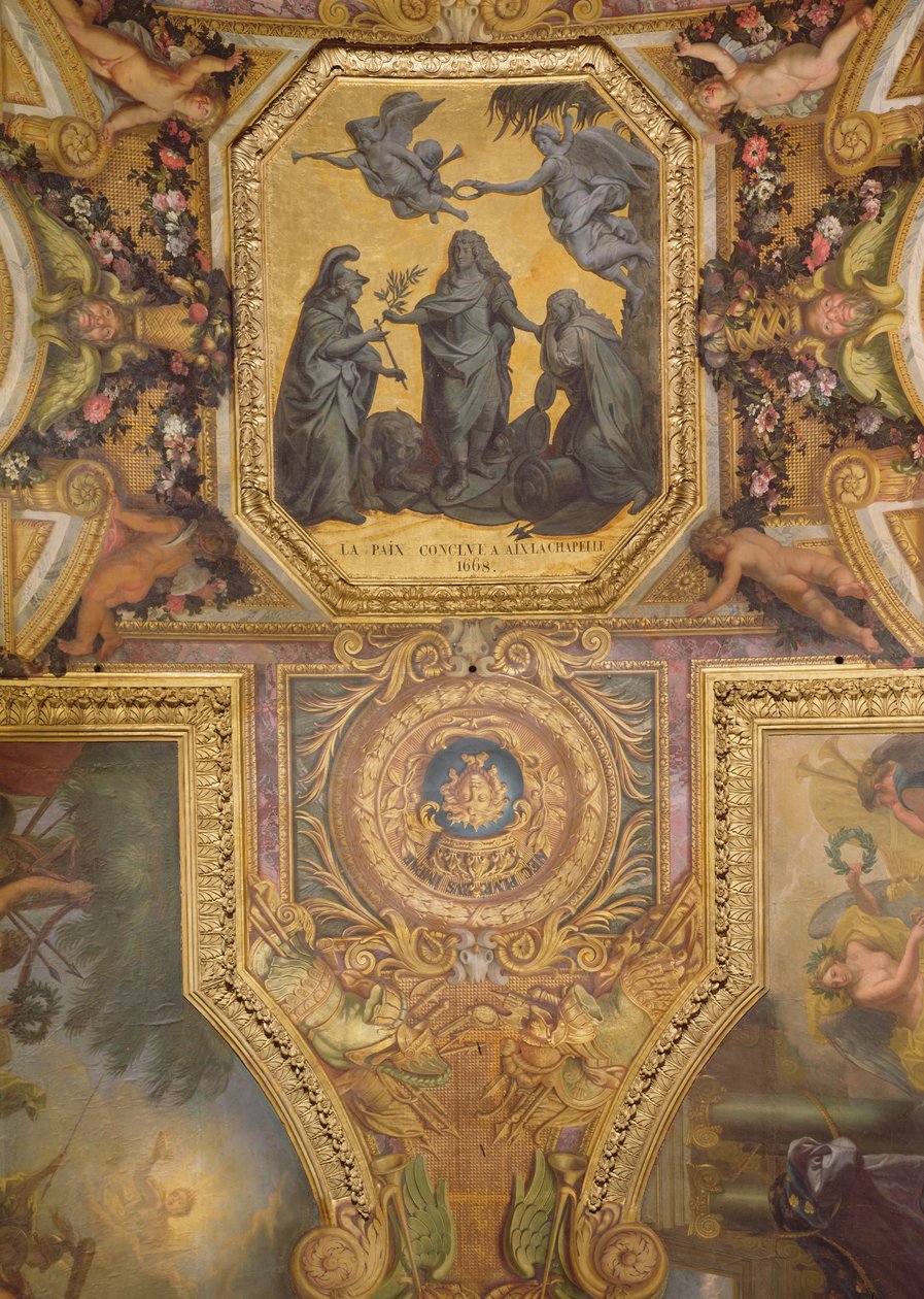 Pokój dokonany w Aix-la-Chapelle w 1668 r., Malowidło sufitowe z Galerie des Glaces autorstwa Charles Le Brun