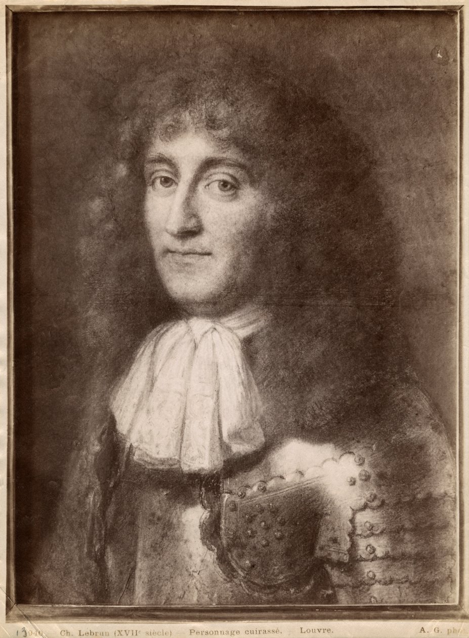 Portret mężczyzny w zbroi (pastel na szarym beżowym papierze) autorstwa Charles Le Brun