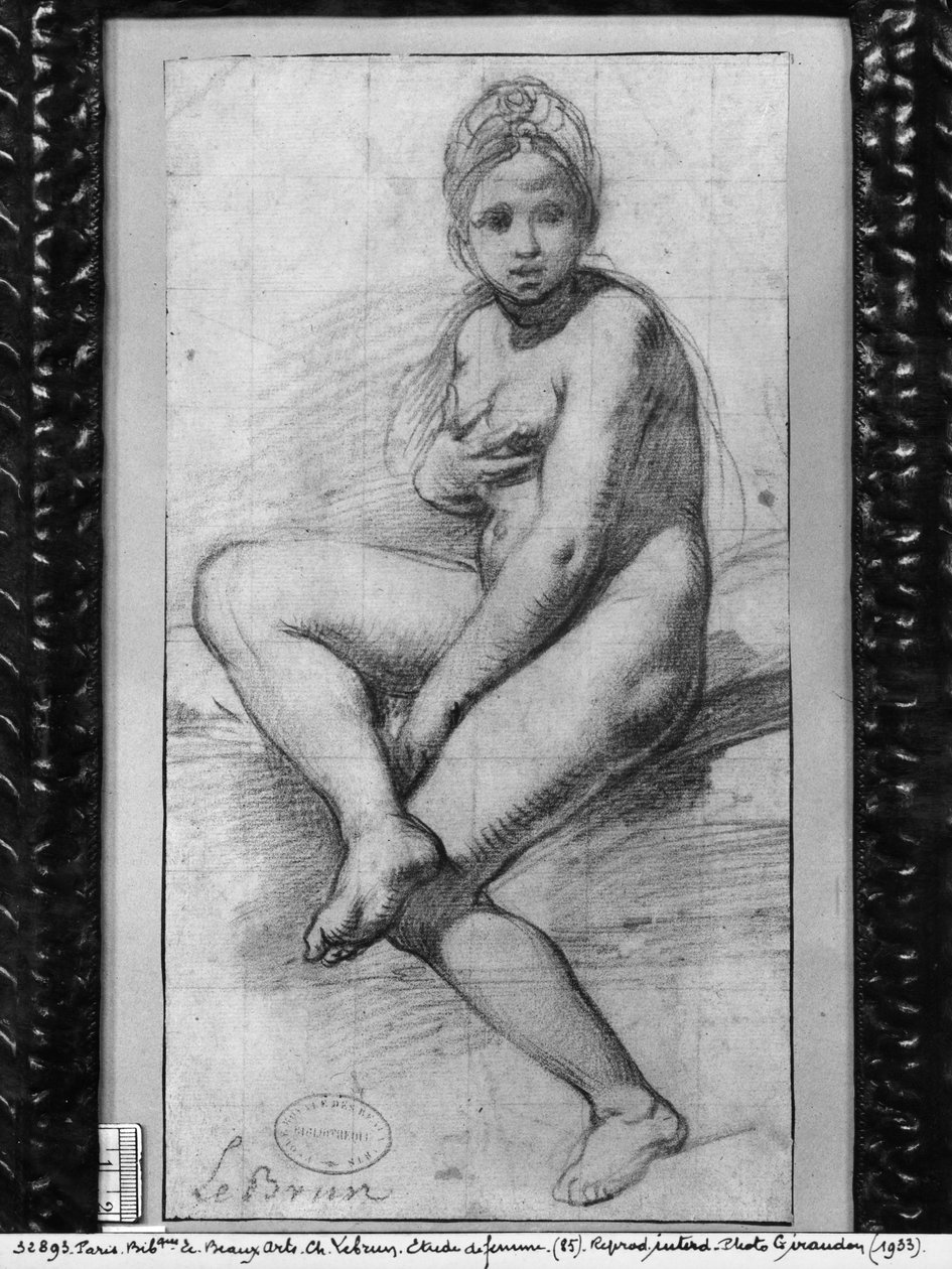Siedząca kobieta (czerwona kreda na papierze) autorstwa Charles Le Brun