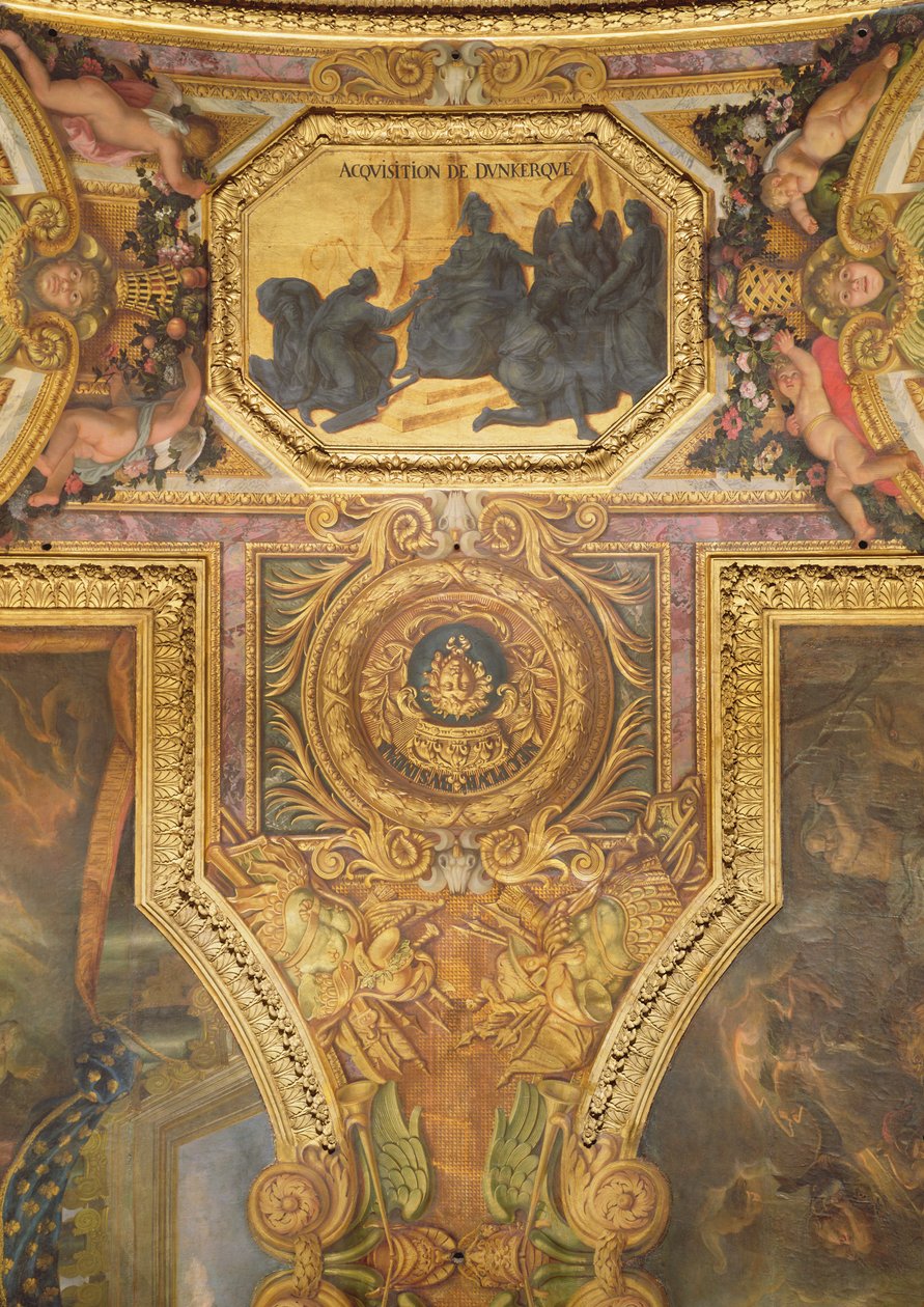 Nabycie Dunkierki w 1662 r., malowidło na suficie z Galerie des Glaces autorstwa Charles Le Brun