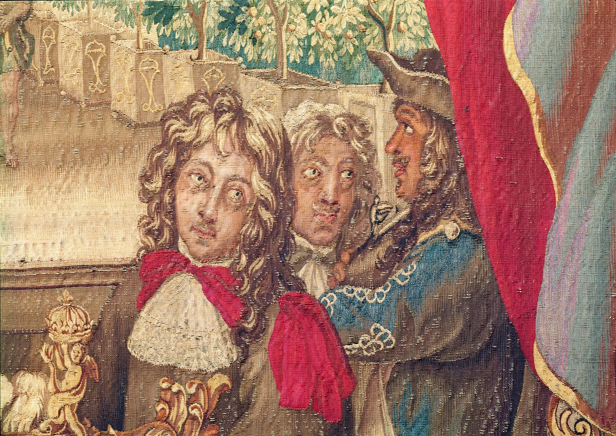 Trzy osoby, fragment gobelinu z miesiąca stycznia z 391182 autorstwa Charles Le Brun