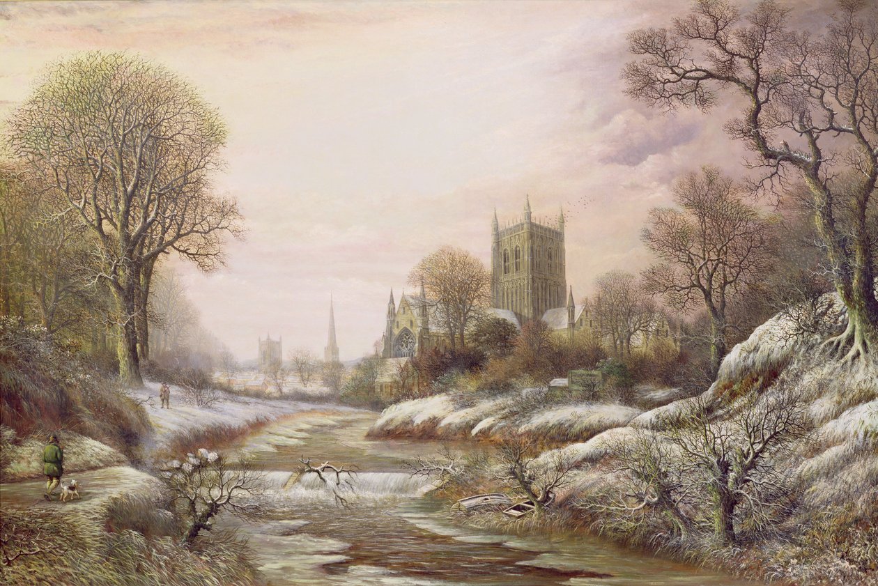 Worcester z południowego zachodu w śniegu, c.1875 autorstwa Charles Leaver