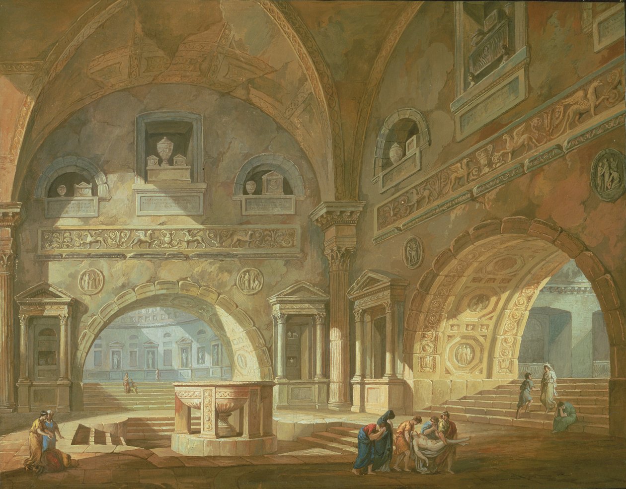 Wnętrze mauzoleum, 1772 autorstwa Charles Louis Clerisseau