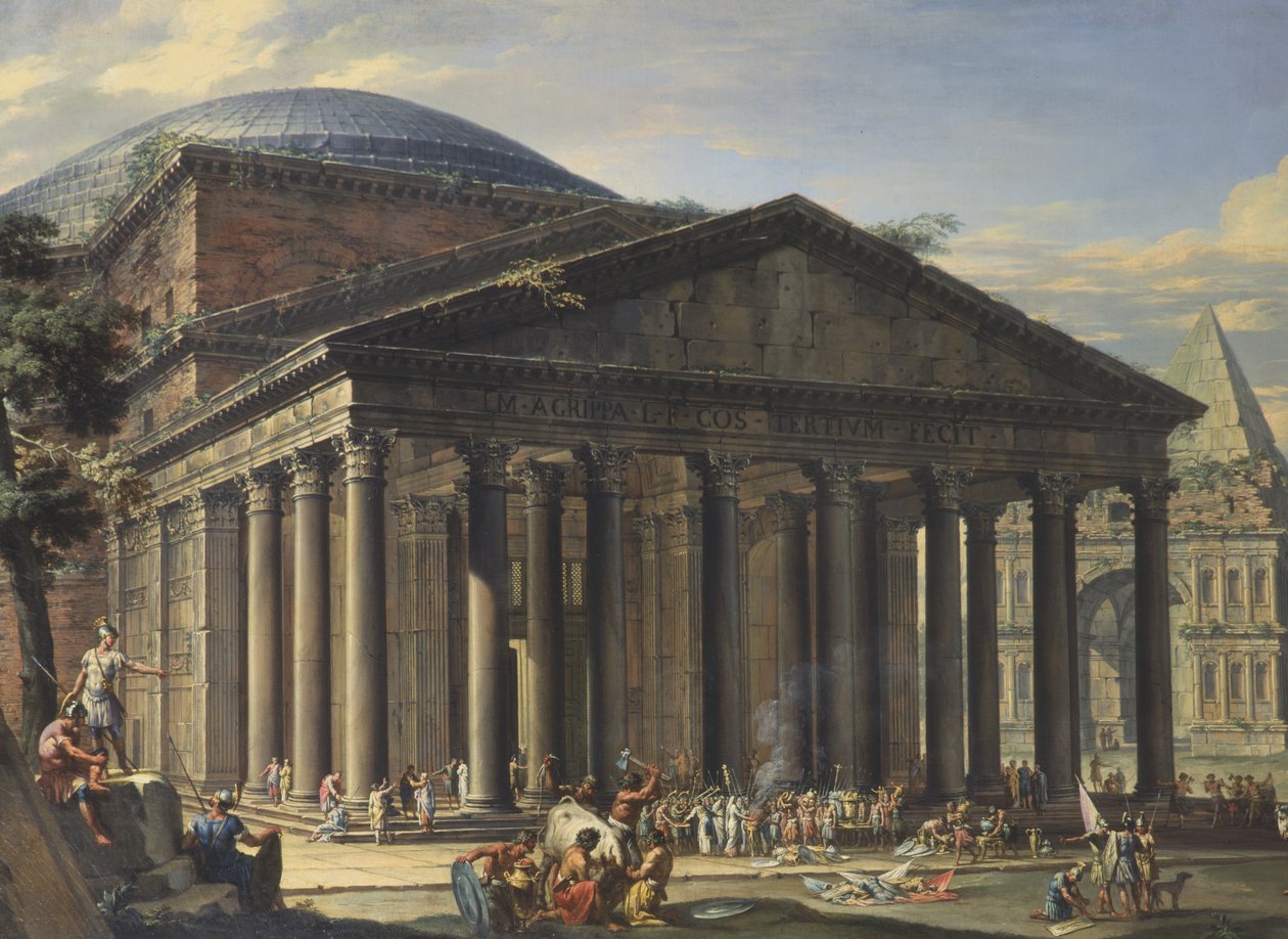 Zabytki rzymskie i Panteon autorstwa Charles Louis Clerisseau