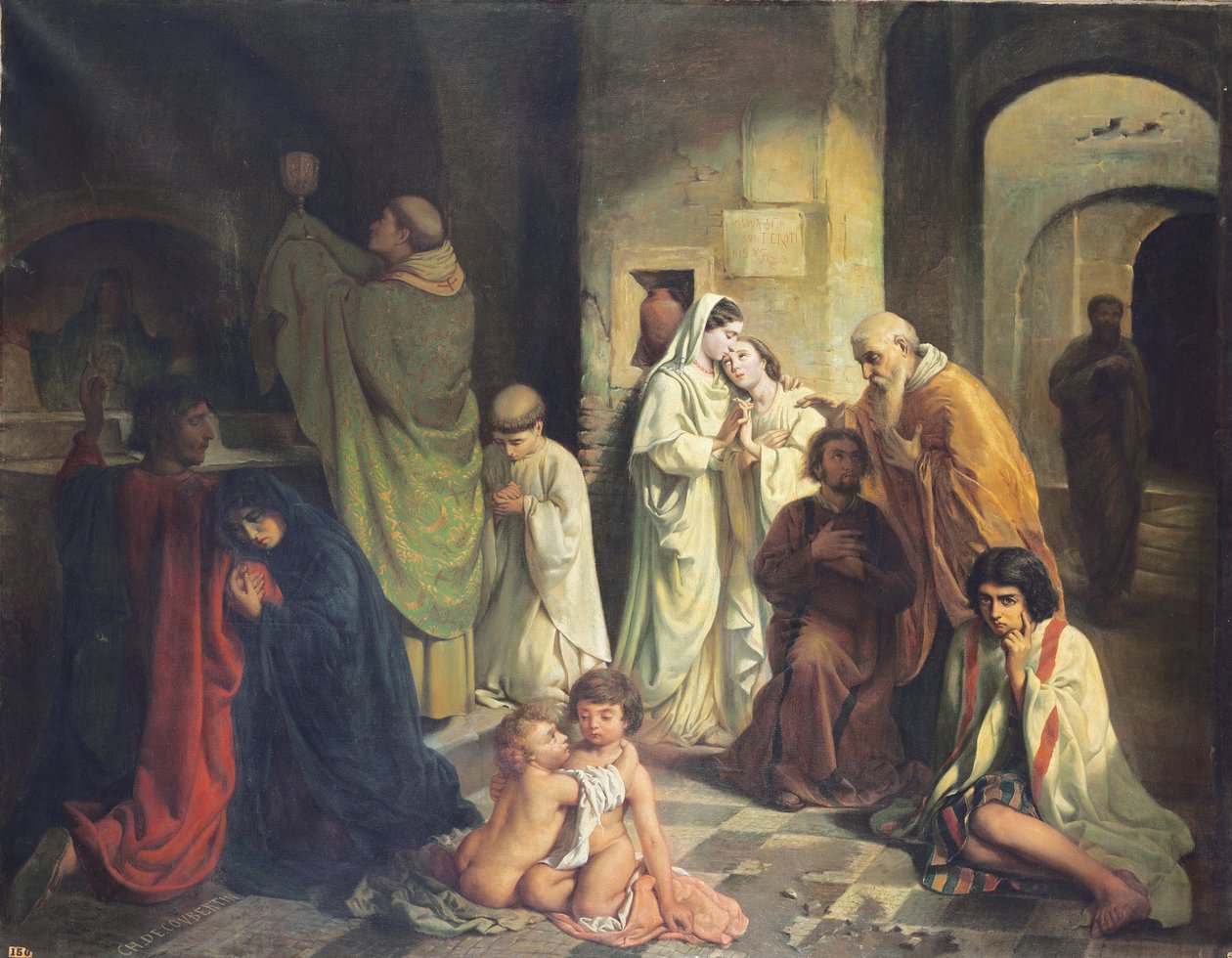 Pocałunek pokoju w katakumbach autorstwa Charles Louis Fredy de Coubertin