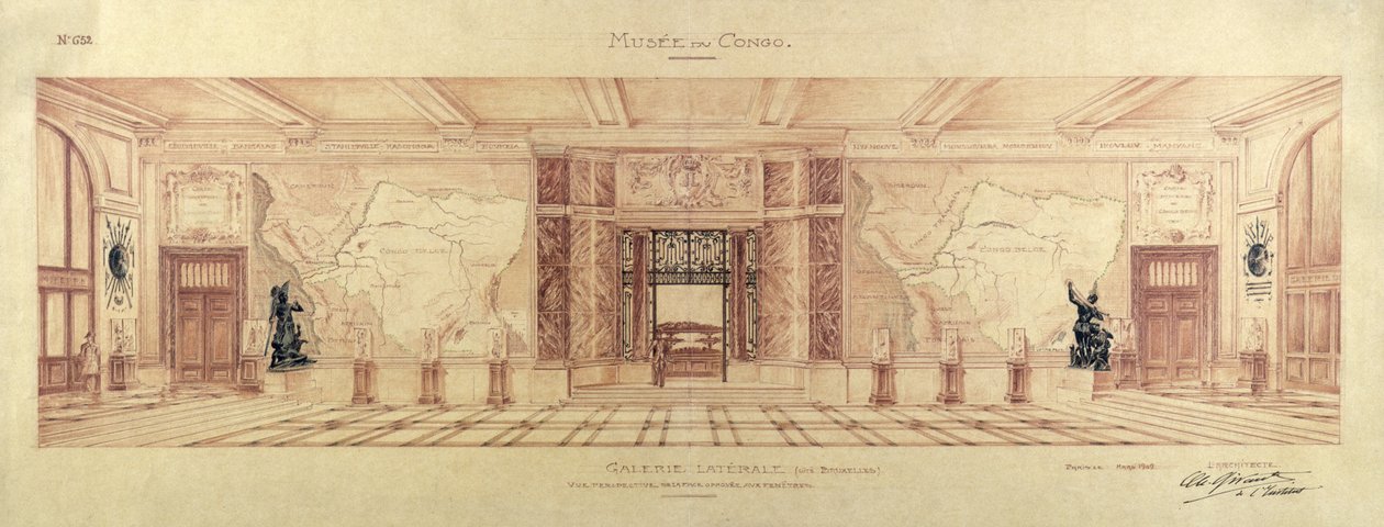 Galeria Boczna Musee du Congo w Tervueren, 1909 autorstwa Charles Louis Girault