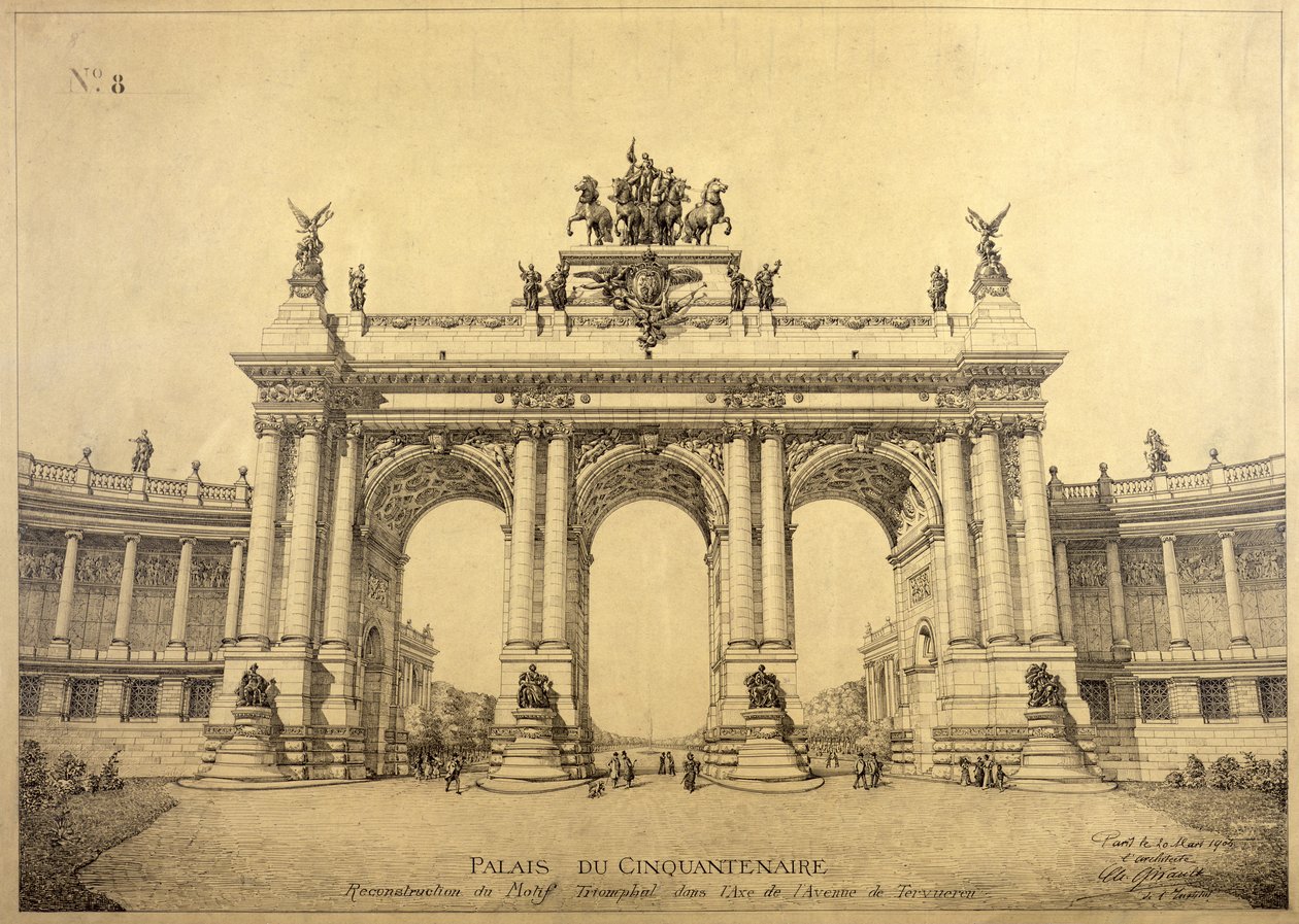 Łuk Triumfalny Palais du Cinquantenaire, Bruksela, 1906 autorstwa Charles Louis Girault