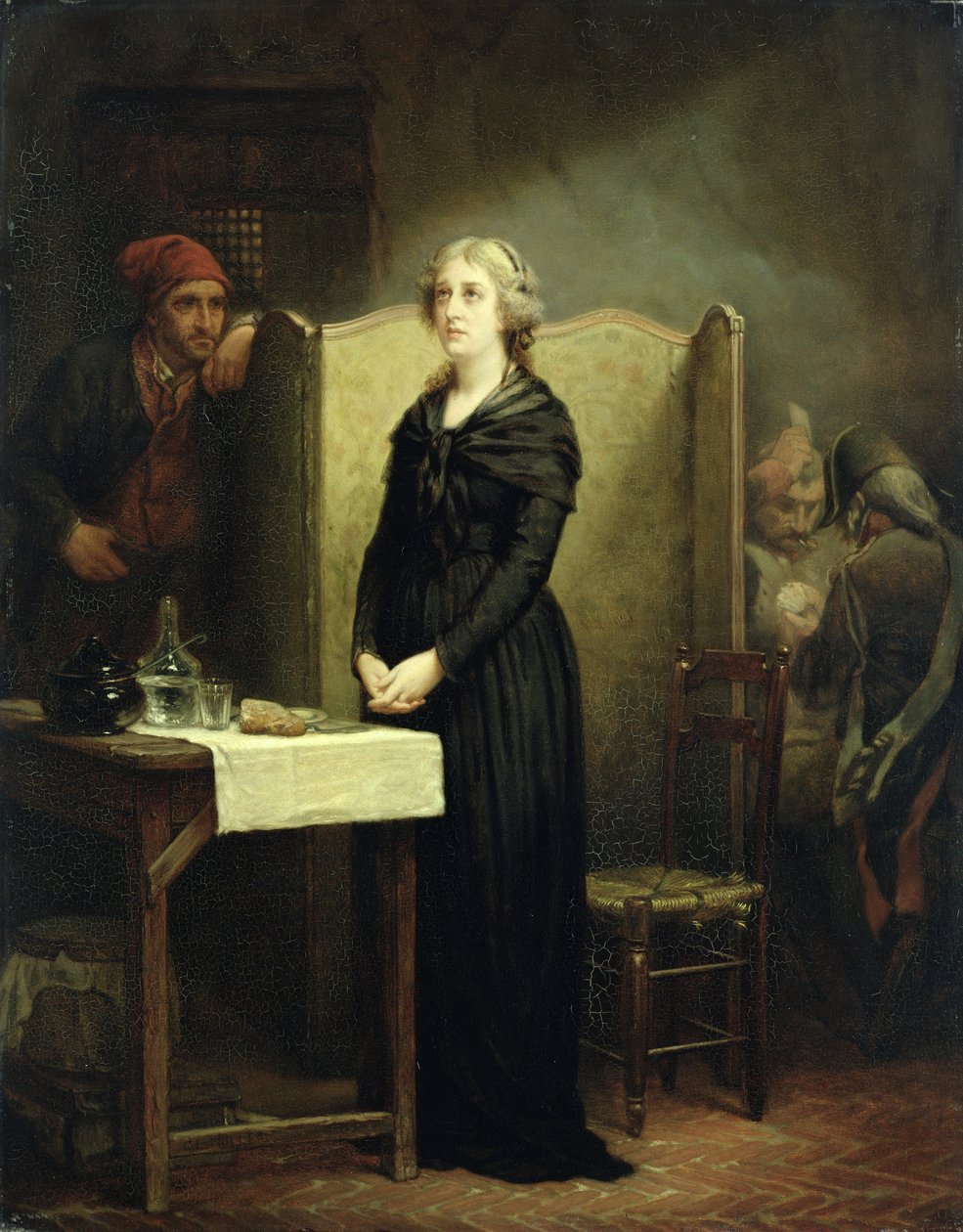 Królowa Maria Antonina w Conciergerie: stół modlitewny, 1856-57 autorstwa Charles Louis Lucien Muller