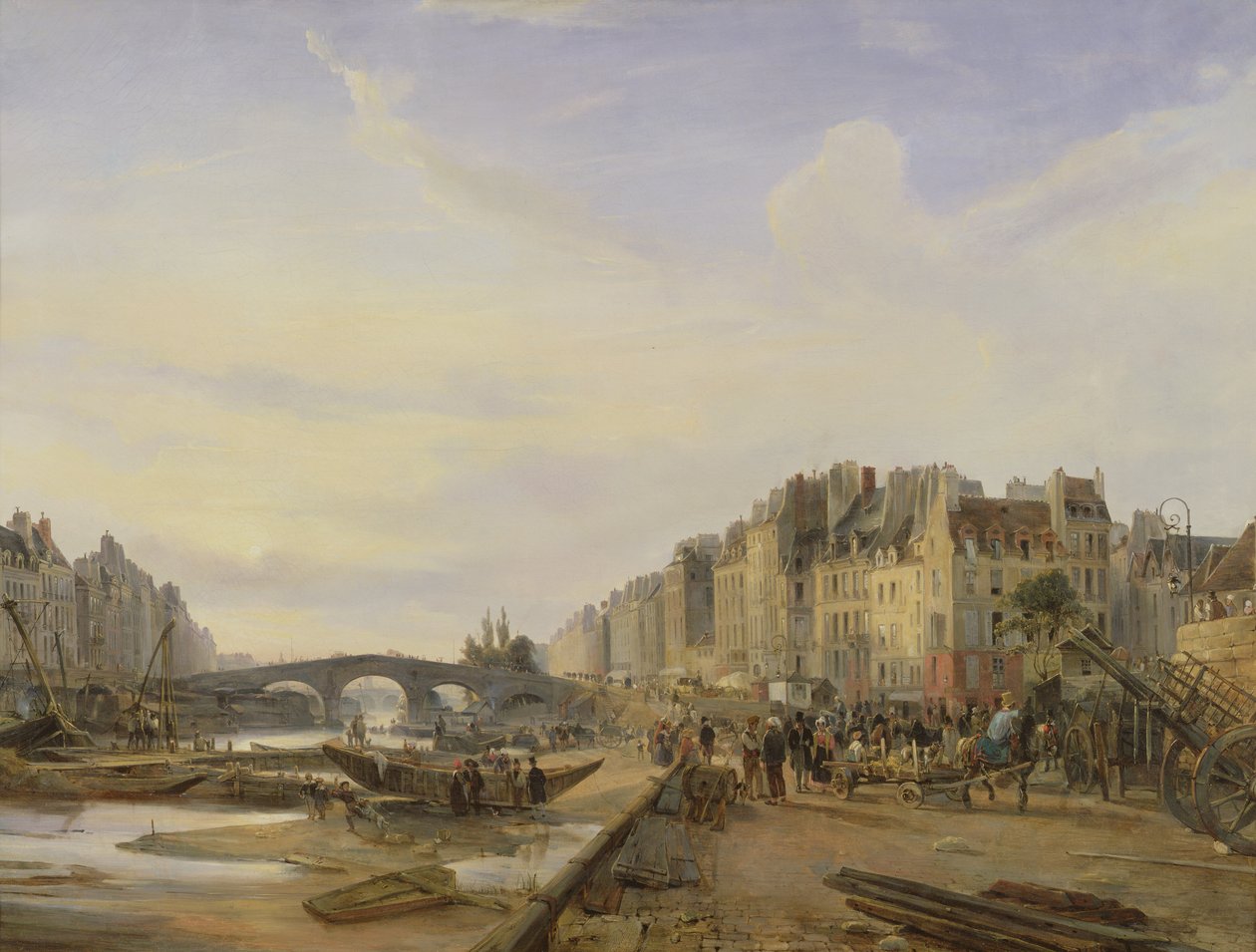Pont Marie i Quai Saint-Paul autorstwa Charles Louis Mozin