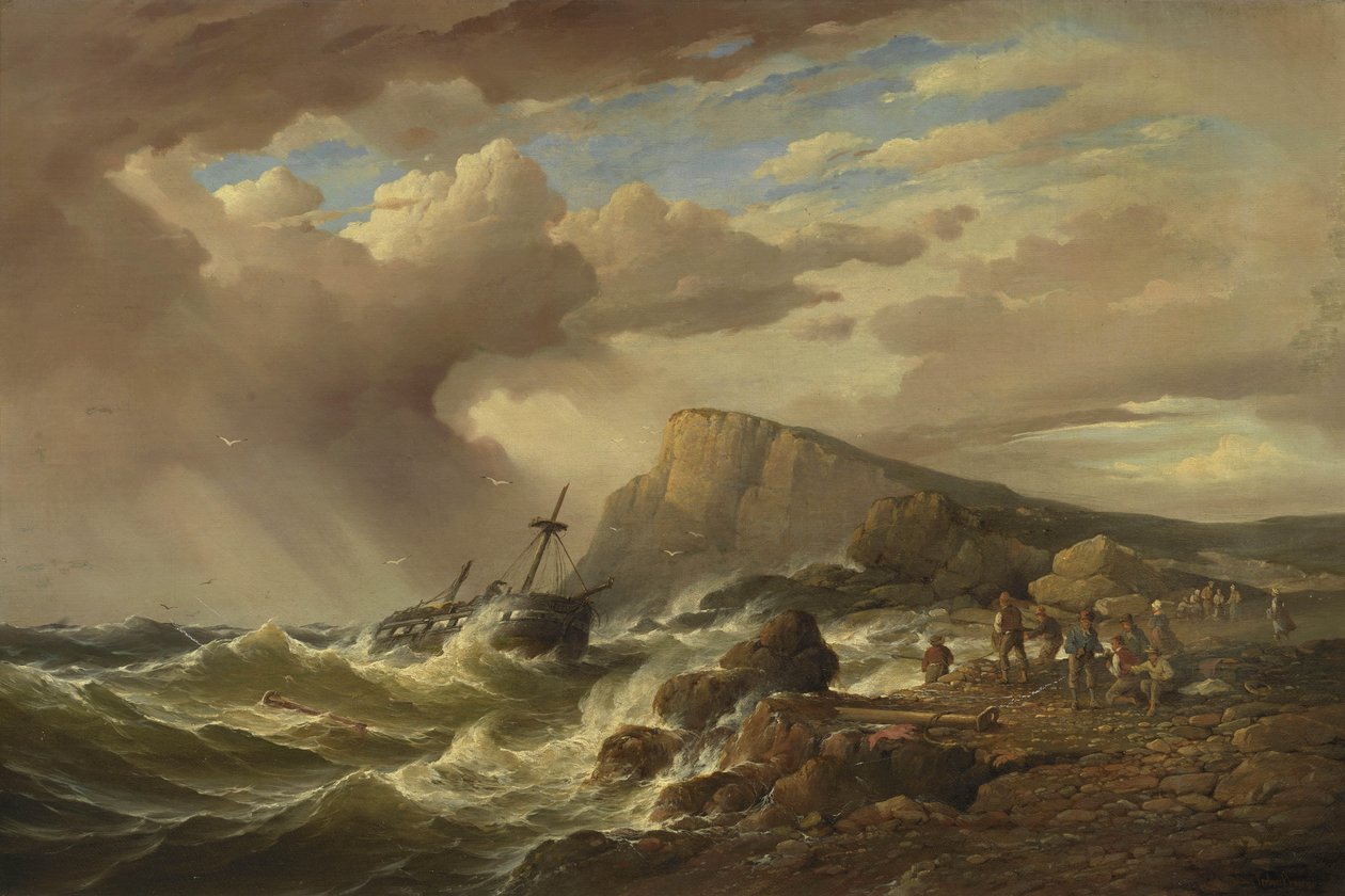 Wrak statku autorstwa Charles Louis Verboeckhoven