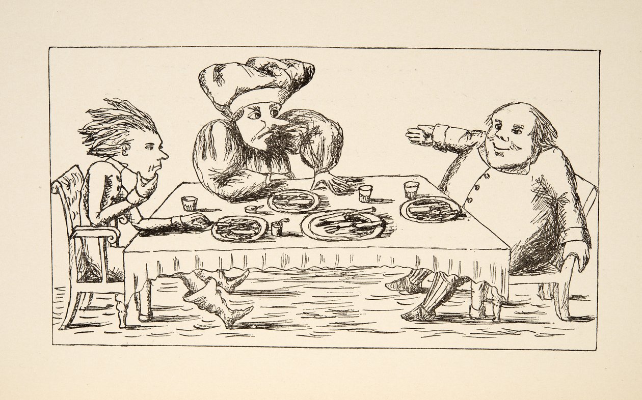 Ojciec William po zjedzeniu gęsi, ilustracja z Alice Adventures Under Ground, wyd. 1886 (faksymile) autorstwa Charles Lutwidge Dodgson