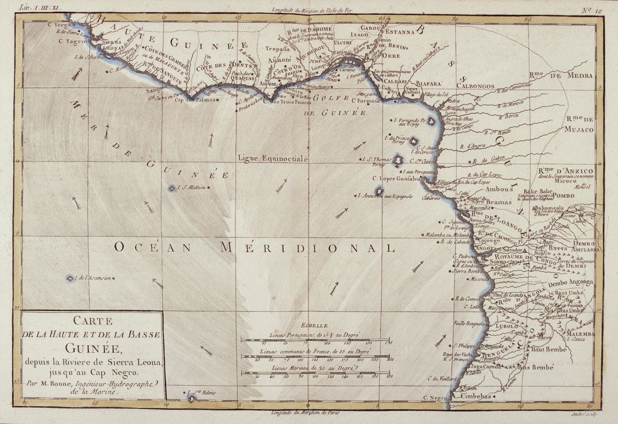 Баруун Африк, Гийом Рэйнал (1713-96) "Газар дээрх бөмбөрцгийн бүх мэдэгдэж буй хэсгүүдийн атлас"-аас Женев, 1780 онд хэвлэгдсэн. autorstwa Charles Marie Rigobert Bonne