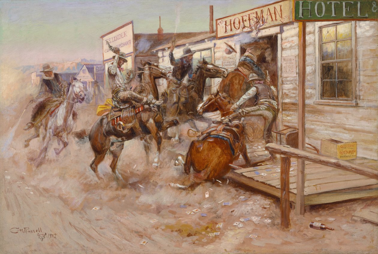 W Bez pukania autorstwa Charles Marion Russell
