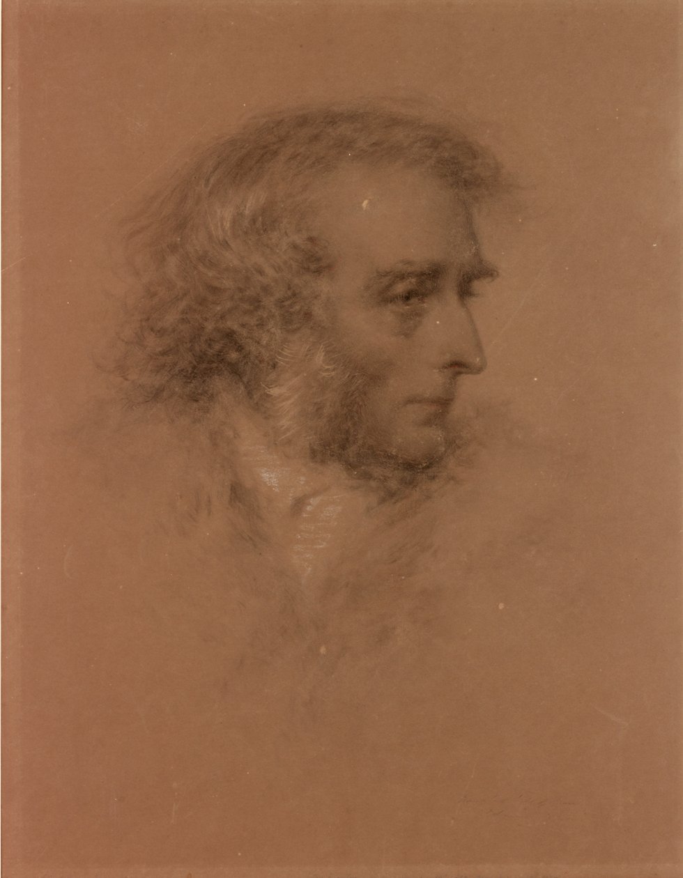 John Martin na łożu śmierci (czarna kreda na papierze) autorstwa Charles Martin