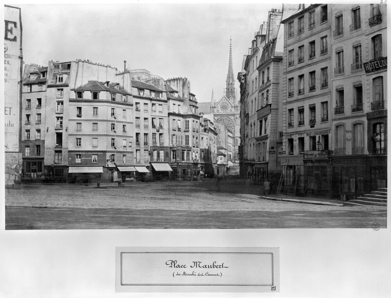Place Maubert z Marche des Carmes, Paryż 1858-78 (zdjęcie bW) autorstwa Charles Marville