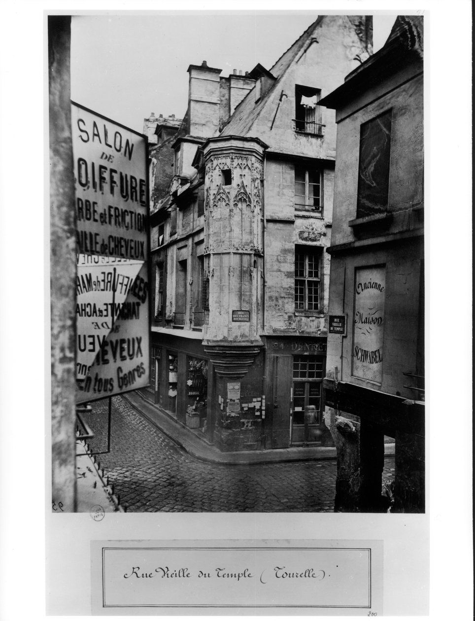 Rue Vieille-du-Temple, Paryż, 1858-78 autorstwa Charles Marville