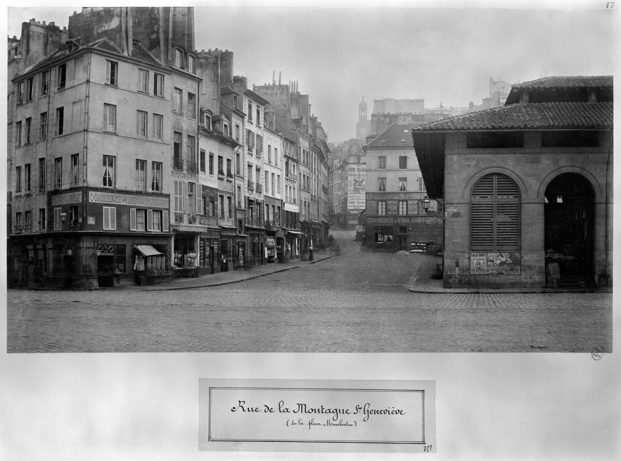 Rue de la Montagne Sainte-Genevieve, (od miejsca Maubert) Paryż 1858-78 autorstwa Charles Marville